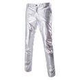 thumbnail image 1 of Allthemen Pantalones de cuero casuales de cintura media para hombre con bronceado brillante, 1 of 2