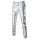 thumbnail image 1 of Pantalones de hombre Pantalones casuales de cintura media con bronceado brillante plateado Fibra de poliéster (Poliéster), plateado XL TUNC Sencillez, 1 of 3