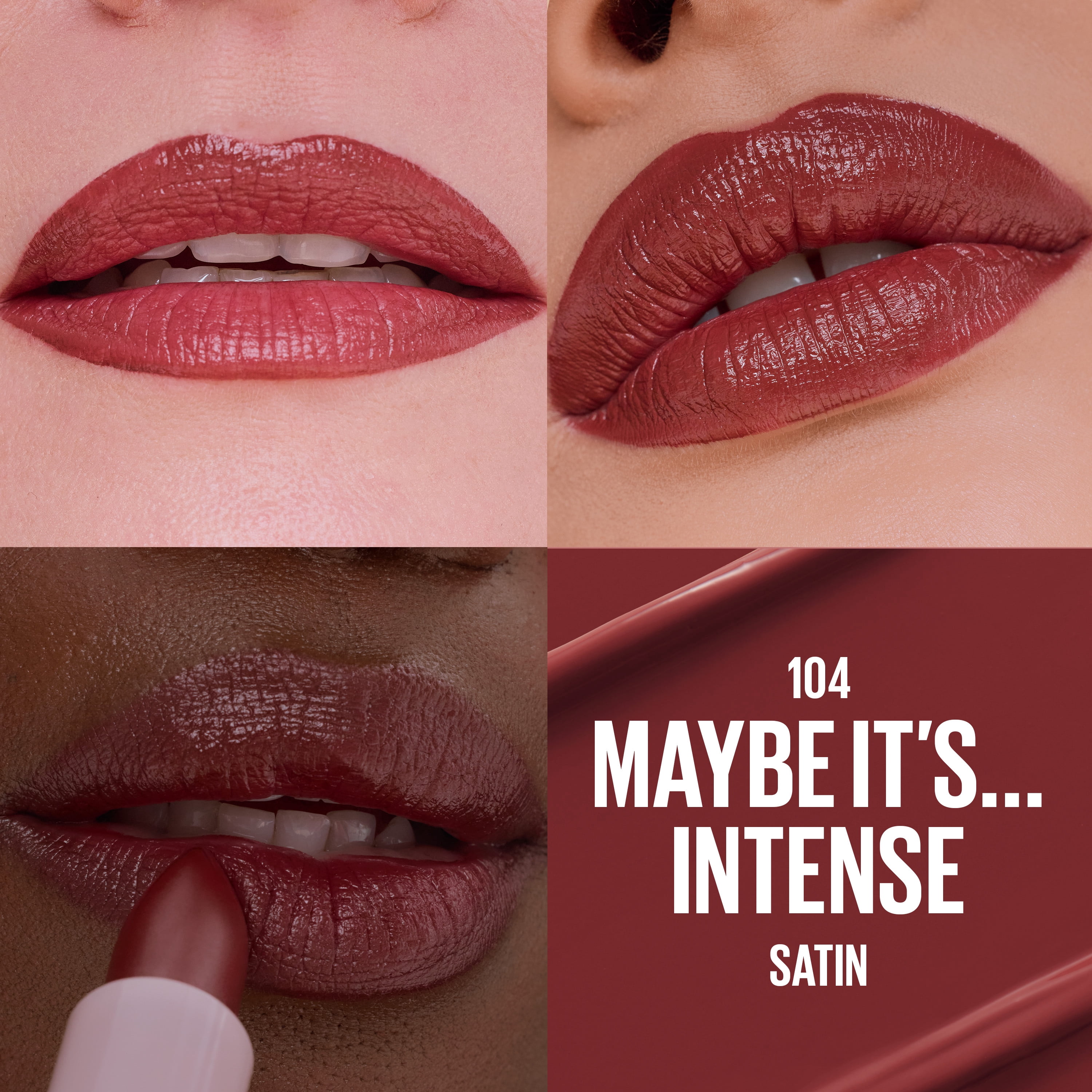 Maybelline Serum Lipstick, Satin Finish, Oil-Blend Hyaluronic Acid, 104 Maybe It's…Intense, 0.12 oz