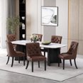 thumbnail image 2 of GDF Studio Maggie Contemporary Faux Leather Tufted Dining Chairs, Set of 6, Dark Brown, 2 of 9