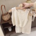 thumbnail image 2 of Girls Outfit Sets Summer Kids Casual Clothing For Girls Hollow Vest+Wide Leg Pants Children's Baby Girl Clothing Korean Version, 2 of 6