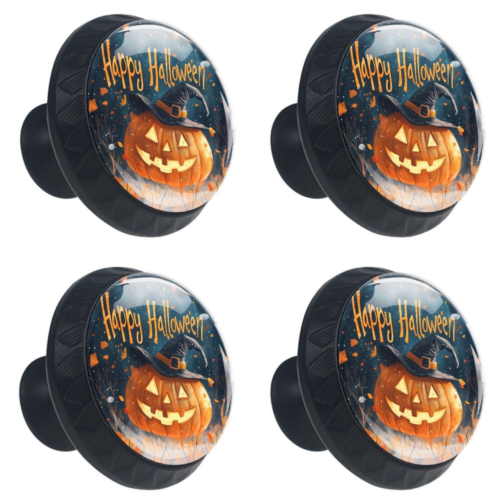 4 Pcs Happy Halloween Knobs for Kitchen Cabinet Cupboard Dresser Bookcase Drawer Pulls Handles Round Home Decor