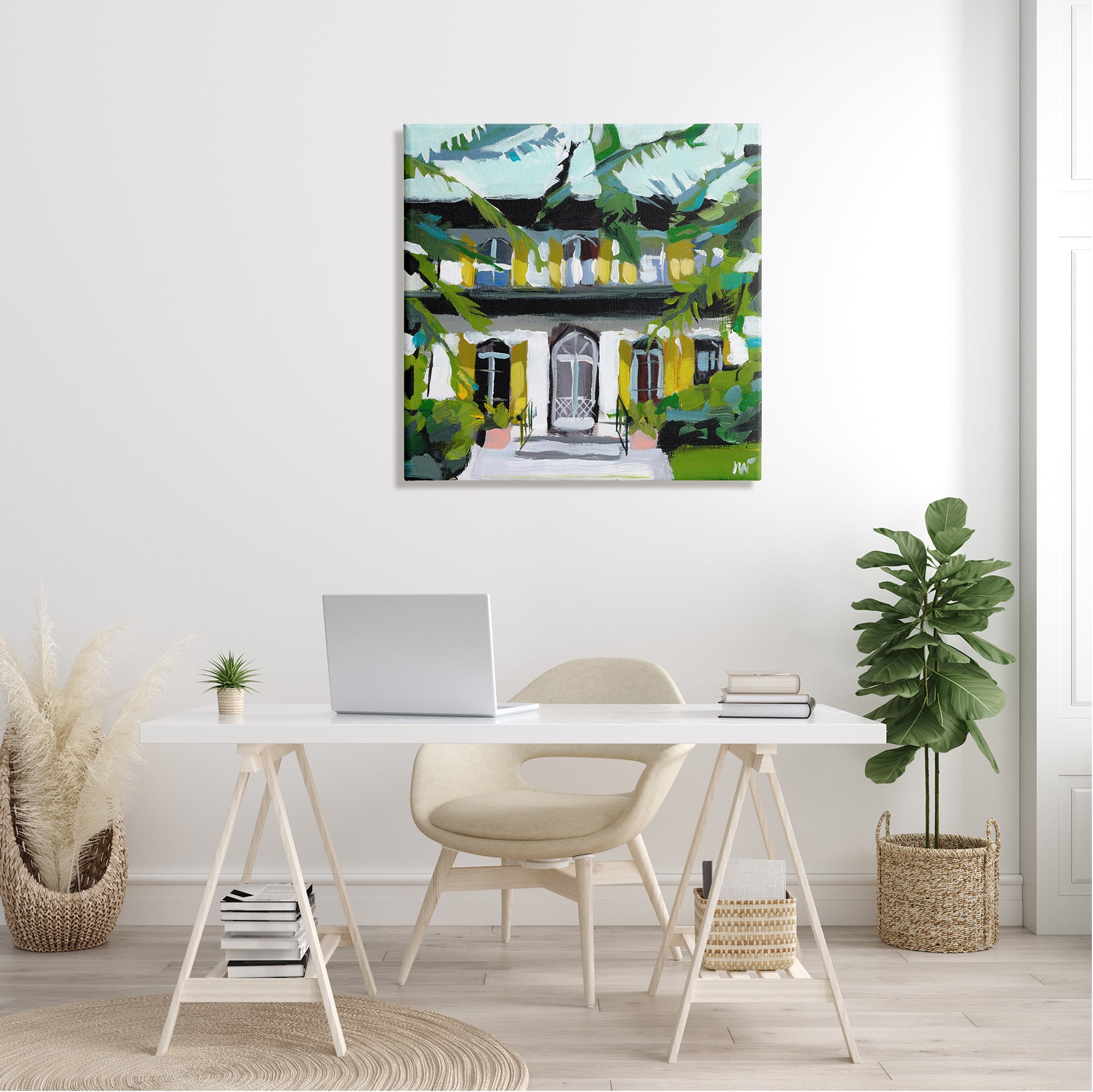 Stupell Industries Modern Villa House Painting Abstract Painting Gallery Wrapped Canvas Art Print Wall Art, 30 x 30