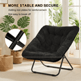 thumbnail image 3 of Gaildon Moon Saucer Chair Soft Faux Fur Folding Accent Chair, Square Lounge Lazy Chair Moon Chair with Metal Frame, Black, 3 of 7