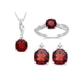 thumbnail image 2 of Genuine Garnet and White CZ Sterling Silver Ring, Pendant and Earring Box Set, 2 of 2