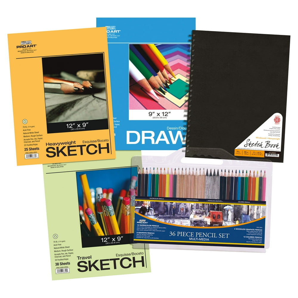 Pro Art Wirebound Book Drawing & Sketch Paper 40 Piece Value Pack