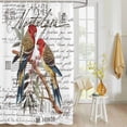 thumbnail image 4 of Fabric Shower Curtain, Parrot Design Postmark Envelope Pattern Shower Curtains with 12 Hooks Waterproof Machine Washable Bath Curtains for Bathroom, 54 x 78in, 4 of 6