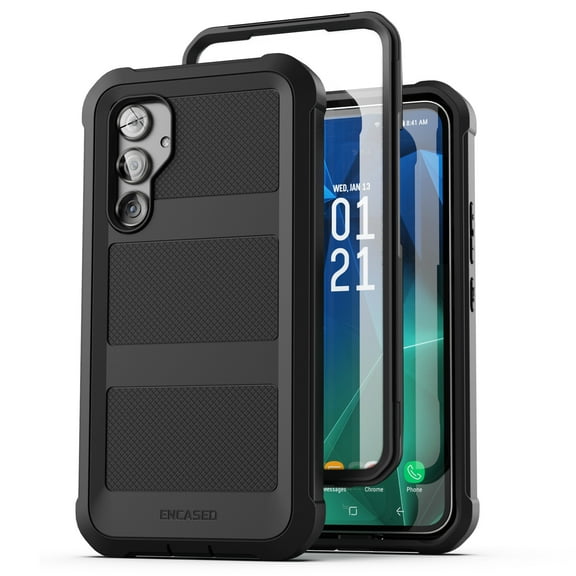 Encased FalconShield Designed for Samsung Galaxy A54 5G Case with Screen Protector Built-In, Protective Full-Body Phone Case (Black)