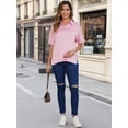 thumbnail image 2 of DARING DIVA Women's Maternity Button Down Collared Short Sleeve Satin Tops S Pink, 2 of 7