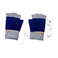 thumbnail image 2 of Guantes USB calentados de media palma de doble cara y espalda calefacción de clima frío Azul, 2 of 7