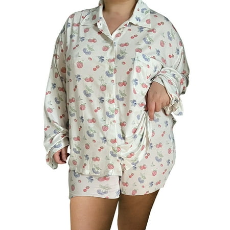 

Women s 2pcs Floral Button Down Pajama Set Nightwear Sleepwear Sets