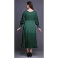 thumbnail image 4 of Bimba Leaves Women Long Sleeve SmockedÂ&nbsp;DressÂ&nbsp;Round Neck Ruffle Summer Maxi-XXX-Large, 4 of 5