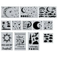 thumbnail image 1 of Plantillas de pintura de luna, sol, nube y estrella, paquete de 12 plantillas reutilizables, color blanco, 1 of 7