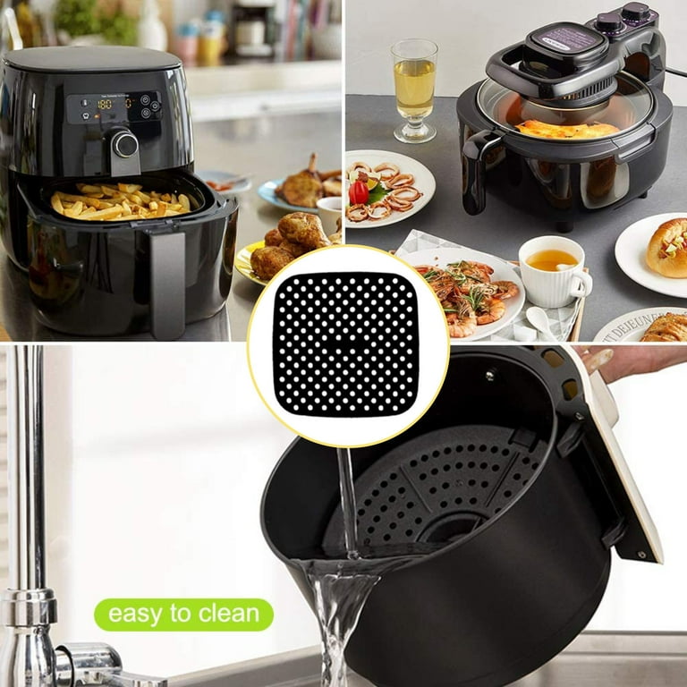 1pc Black Silicone Air Fryers Oven Baking Tray Square Replacement Kitchen  Grill Pan Airfryer Kitchen Fried Chicken Basket Mat