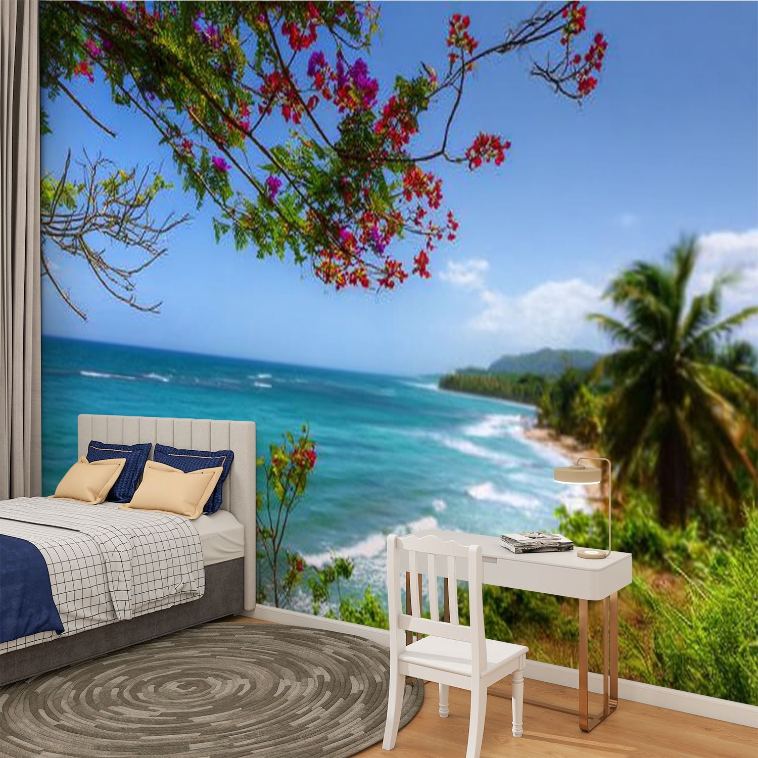 Peel and Stick Wallpaper Tropical Puerto Rico Modern Art Wall Mural Decor Self Adhesive and Removable 100in x 144in