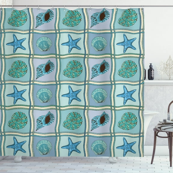 Ambesonne Starfish Shower Curtain, Marine Pattern, 69"Wx70"L, Multicolor