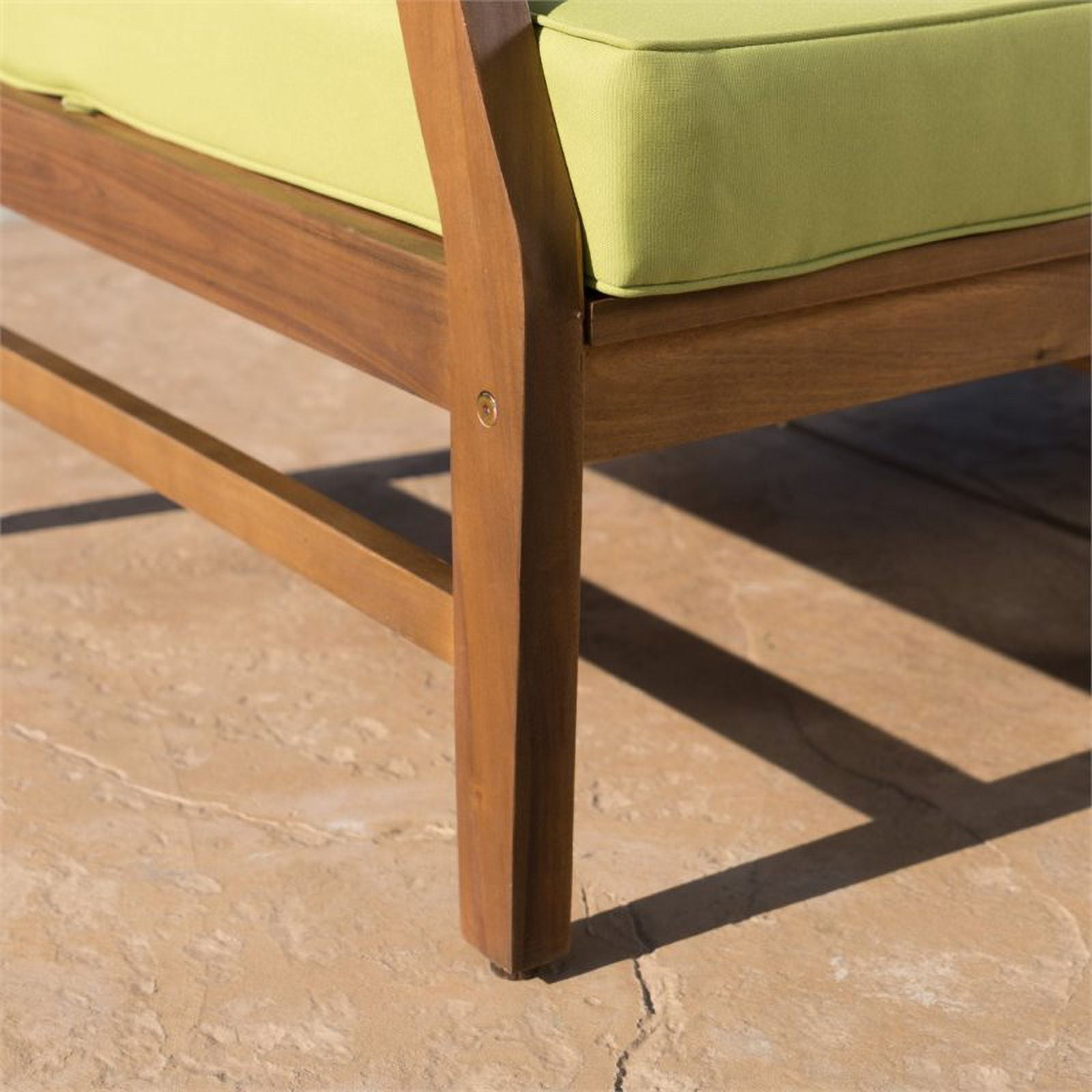 Havana Outdoor 4 Seater Acacia Wood Club Chairs with Cushions and Fire Pit, Teak, Green, Brown