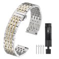 thumbnail image 3 of Uxcell Stainless Steel Watch Bands 18mm Double Pressing Butterfly Clasp Metal Solid Steel Chain Watch Strap, Silver Gold, 3 of 7