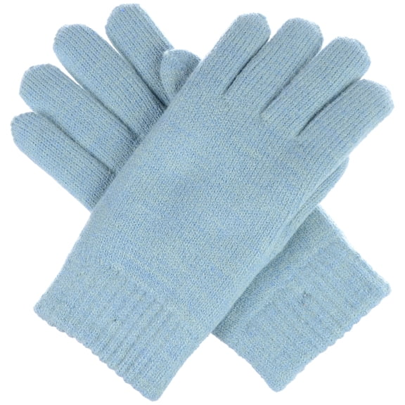 Women's Toasty Warm Plush Fleece Lined Knit Winter Gloves (Pastel Blue)