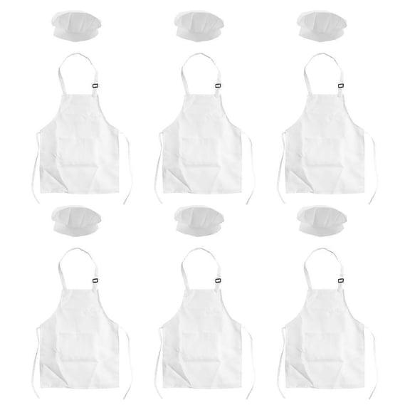 12Piece Apron and Chef Hat Set with Pockets(White for 2-6 Year Old S) kids chef hat and apron