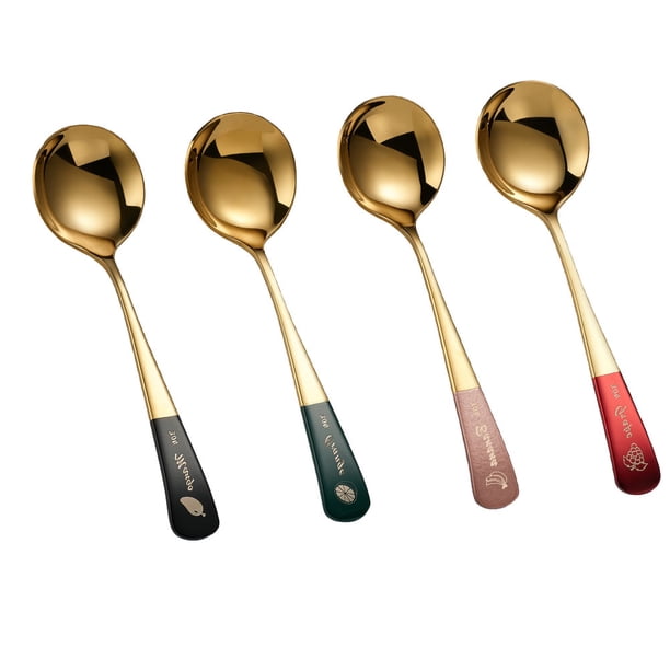 4 unids cucharas de acero inoxidable mezclando cucharas creativas café cucharas de frutas esposas
