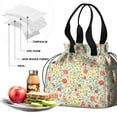thumbnail image 4 of Pioneer Flower Floral Print Pattern Drawstring Lunch Bag Women - Drawstring Lunch Bag Insulated for Work Office - Stain-Resistant Large Lunchbags for Women with Multi-Pockets, 4 of 6