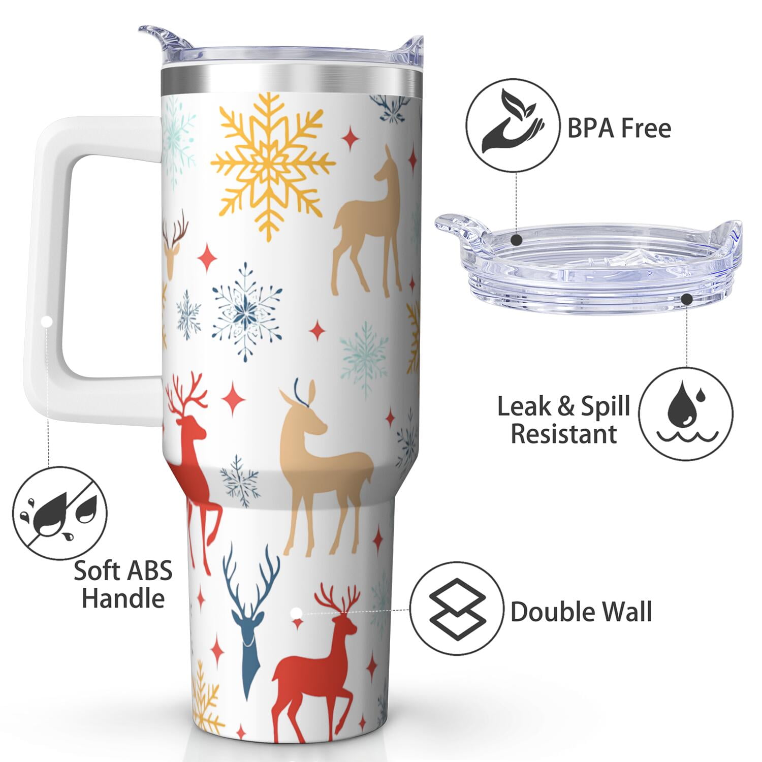 1pc 40 oz Christmas Tumbler with Lid and Straw Stainless steel Insulated tumblers Cute water bottle Travel/Gym coffee tumbler Gifts for Women/men