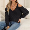 thumbnail image 7 of hotojiny Oversized Sweaters for Women Deep V Neck Long Sleeve Knit Cold Shoulder Sweater Loose Tunic Pullover Tops, 7 of 7