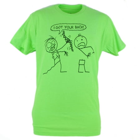 Back Dark T-shirt - I Got Your Back Stick Figure Drawing Neon Green Tshirt Shirt XLarge XL