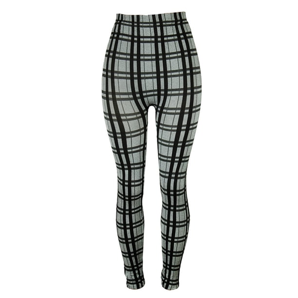 Leggings a cuadros para mujer, pantalones ajustados informales de cintura alta, pantalones pitillo estampados a cuadros elásticos para mujer