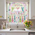 thumbnail image 2 of Happy Easter Swag Curtains Valance & Tier Set, Spring Green Pink Blue Bunny Eggs Tulip Floral Color 3 Pcs Set Kitchen Swag Valances and Tiers 24 Inch Length Rod Pocket Curtain Drapes for Bedroom, 2 of 9