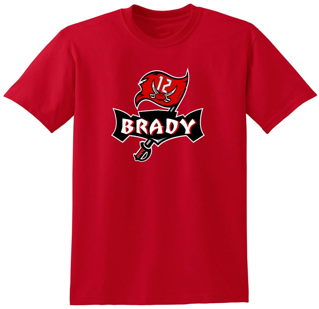 RED Buccaneers Tom Brady Logo T-shirt ADULT