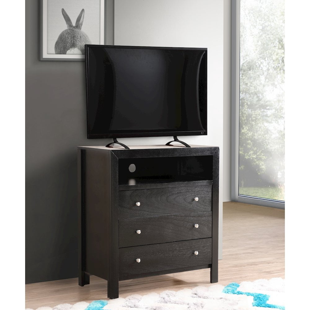Glory Furniture Burlington Media Chest in Black Color