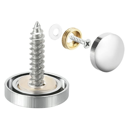 

Mirror Screws Decorative Cap Fasteners Cover Nails Electroplated Bright Silvery 16mm/0.63 Brass 4 pcs