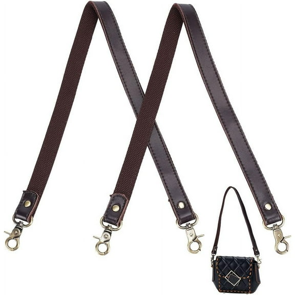 23 Inch Leather Purse Straps 2pcs 0.7 Inch Wide Bag Straps Replacement Purse Strap Handles Brown Handbag Straps with Bronze Swivel Clasps