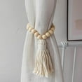 thumbnail image 3 of Dalazy Rideaux en Perles de Bois Naturel, Attaches de Corde Boho à Pompons Perlés, 3 of 9