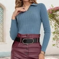 thumbnail image 6 of SGMVNU Women's Lapel V Neck Ribbed Knit Sweaters Soft Basic Sweater Long Sleeve Button Pullover Top Lightweight 2025 Fall Tops Blue M, 6 of 8