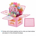 thumbnail image 3 of Tarjeta de cumpleaños 80 de Uxcell, tarjeta de cumpleaños emergente con tarjeta de saludo y sobre para mujeres y amigas, rosa, 3 of 6