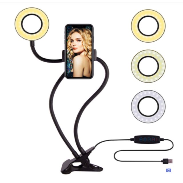 Soporte con Pinza con Aro de luz LED para Selfie o Tiktok CONTOYSA LED024 9cm