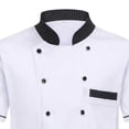 thumbnail image 2 of Unisex Chef Coat Jacket Catering Kitchen Restaurant Work Short Sleeve Chef Wear L White, 2 of 8