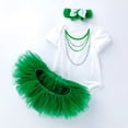 thumbnail image 2 of Coerni New Born St Patricks Day Baby Girl Outfit Baby Short Sleeve Romper Bodysuit+Tutu Tulle Skirt+Headband 3Pcs Clothes Set, 2 of 7