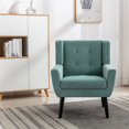 thumbnail image 2 of Accent Chai, Comfy Arm Chair Reading Club Coffee Chair with Wood Legs, Leisure Upholstered Single Sofa Study Chair, Mid-Century Modern Lounge Chair for Living Room Bedroom Apartment, Mint Green, 2 of 7