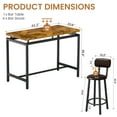 thumbnail image 5 of Lamerge Bar Dining Table Set for 4 Industrial Pub Table and Chairs, Kitchen Counter Height Table & 4 PU Leather Upholstered Stools with Backrest Space-Saving Dining Room Table Set for Small Space, 5 of 8