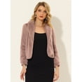 thumbnail image 3 of Abrigo esponjoso para mujer, abrigo de invierno de manga larga con lazo automático Rosa empolvado XL, 3 of 5