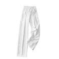 thumbnail image 2 of Lumtrix Flowy Linen Pants for Women Wide Leg Low Rise Trousers with Elastic Waist Casual Pants with Pockets for Beach Travel White XL, 2 of 6