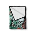 thumbnail image 2 of Zombie Soft Flannel Fleece Throw Blanket, Retro Style Nightmare with Skulls Ghost Characters Wild Illustration, Cozy Plush for Indoor and Outdoor Use, 70" x 90", Jade Green Salmon Black, by Ambesonne, 2 of 6