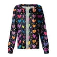 thumbnail image 3 of Valentine's Day Scrub Jacket for Women Snap Front Long Sleeve Nursing Uniform Cute Love Heart Graphic Workwear Jacket with Pockets 2026 Multicolor XL, 3 of 4