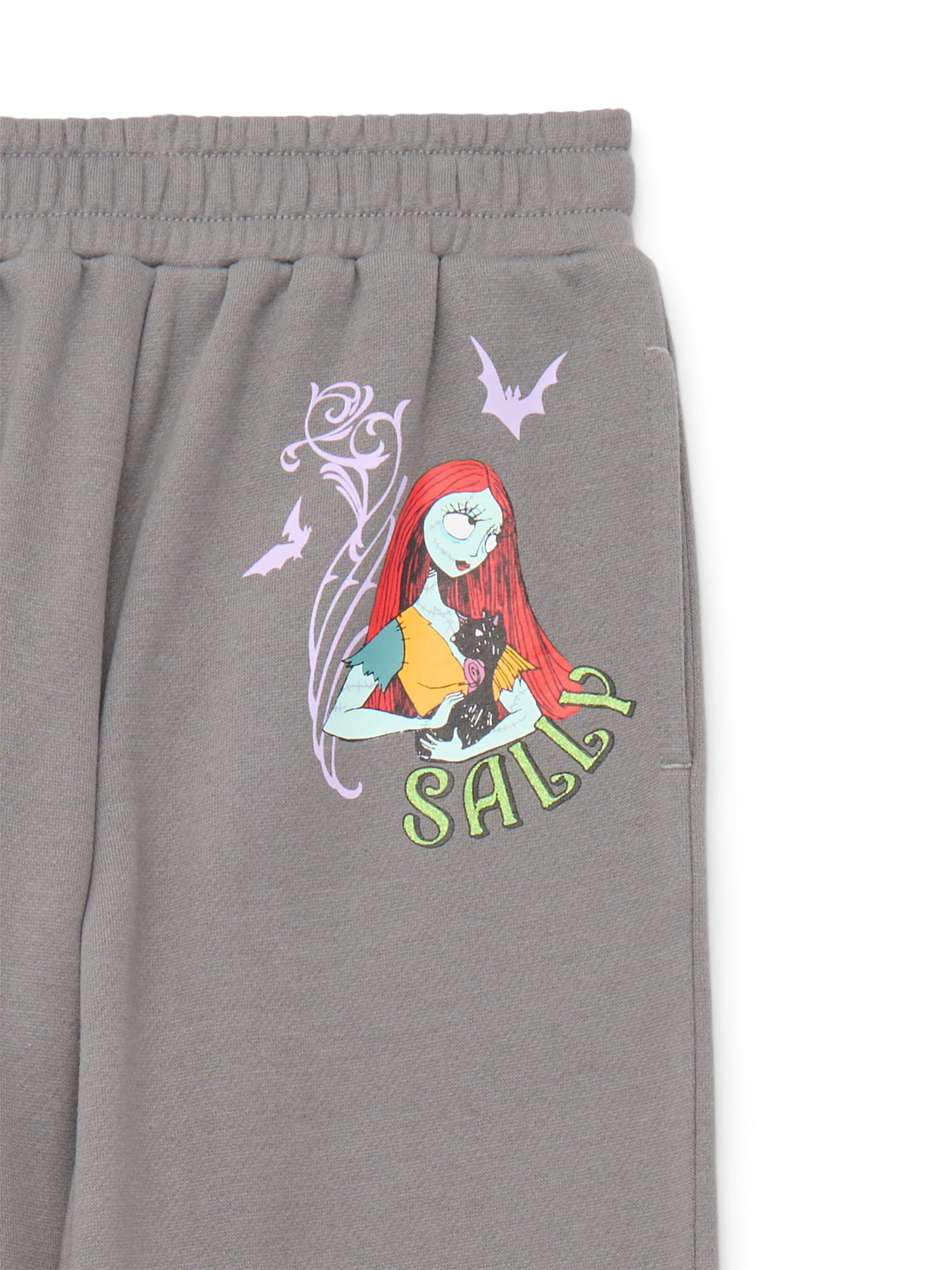 Disney Nightmare Before Christmas Girls Wide Leg Fleece Sweatpants, Sizes 4-16