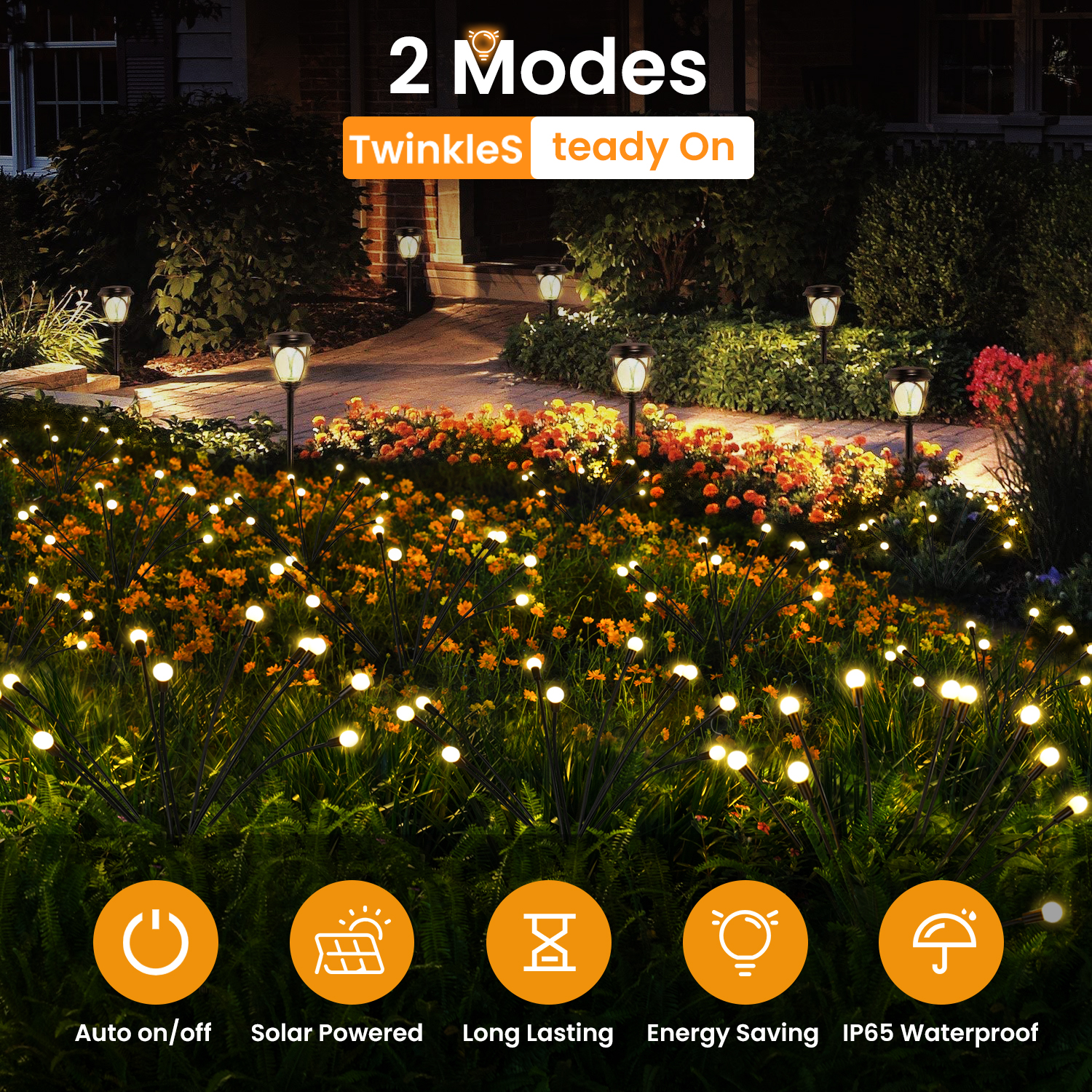 Solar Firefly Lights, Upgraded Pack 12 LED Solar Outdoor Lights,  Waterproof Solar Garden Lights for Outdoor