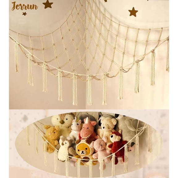 Stuffed Animal Storage Hammock- Large Toy Hammock Net for Stuffed Animals Room Decor - Cute Stuff Animal Organizer Holder for Plush Plushie - Kids Baby Nursery Wall Bedroom Home Decor1